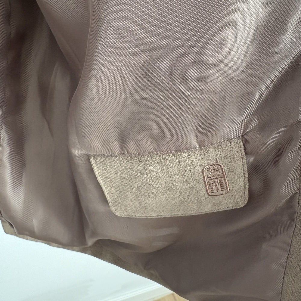 Pronto Uomo Men's Faux‎ Suede Jacket Size L Brown Button Up European Old Money - Picture 9 of 11